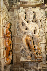 Sculptures inside the Jain temples of Jaisalmer, Rajasthan, India