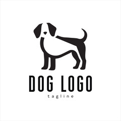 A dog logo design icon flat and silhouette style vector minimal art illustration on a white background
