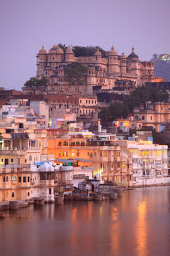 Udaipur cityscape and City Palace complex, Udaipur, India