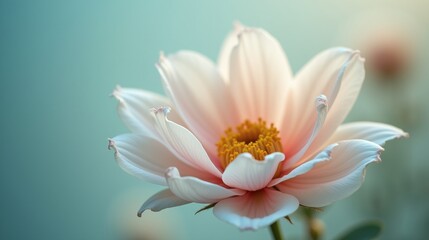 Fototapeta premium Petal-laden bloom against an ethereal backdrop.