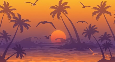 palm trees on sunset
