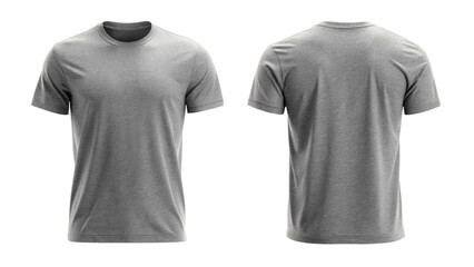 Dark Ash Plain T-Shirt Front and Back View – Minimalist Apparel Mockup Isolated on Transparent Background