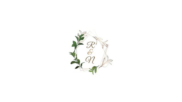 Minimal Wedding Invitation With Leafy Border Animation