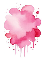 Colorful watercolor spot on isolated white background. Pink blot. Colored aquarelle simple. Hand drawn watercolor splotch