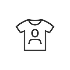 Custom T-shirt linear icon with avatar. Personalized clothing or influencer merchandise. Editable stroke.