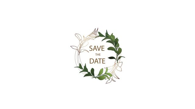 Wedding Save the Date With Floral Frame Animation
