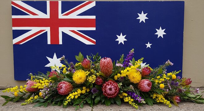 Australian Flag with Flower Arrangement