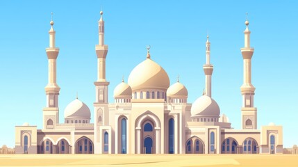 Obraz premium A Grand Mosque on a Sunny Day in the Desert