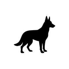German Shepherd Dog Silhouette Isolated on Transparent Background