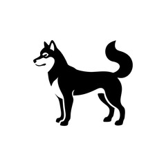 Siberian Husky Dog Silhouette Isolated on Transparent Background