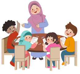 Student study with teacher