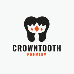 Tooth Shape with Crown Logo Concept Template Design