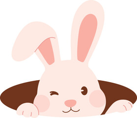 Peeking Bunny Winking from Hole