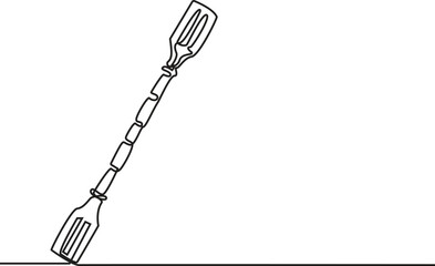 Continuous one line Paddles and oars vector icon in outline style, Isolated modern oar concept, boat paddle continuous one line drawing, Editable Stroke.