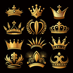 set of golden crowns
