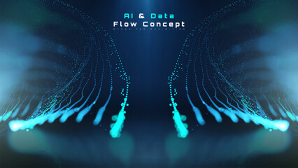 Futuristic Technology Background with Blue Digital Lines, Stage with Backdrop Showing Data Transmission. Vector Illustration.