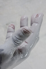 strong active hands working with pottery during the glazing process textured 