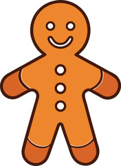gingerbread man  icon clipart vector on transparent background
