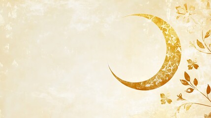 Gold crescent moon on textured background
