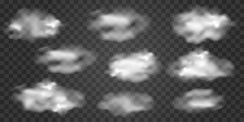 set of translucent clouds, smoke background