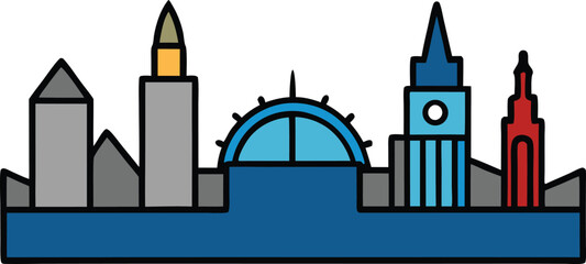 london skyline icon clipart vector on transparent background
