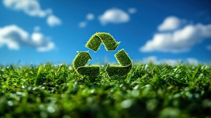 Recycled grass symbol on a field