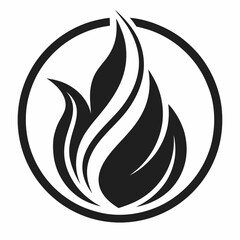 Obraz premium Abstract Black Flame Logo Design in a Circle for Branding