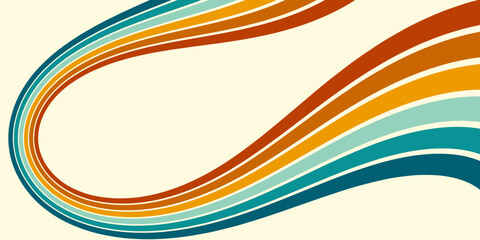 Abstract background of rainbow groovy Wavy Line design in 1970s Hippie Retro style. Vector pattern ready to use for cloth, textile, wrap and other.