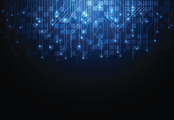 Abstract background with technology circuit board texture. Artificial intelligence electronic board. Communication and engineering concept. Vector illustration