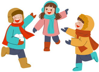 Kids playing snowball