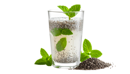 Chia Seed Drink Backdrop Ultra Detailed isolated on solid white background  