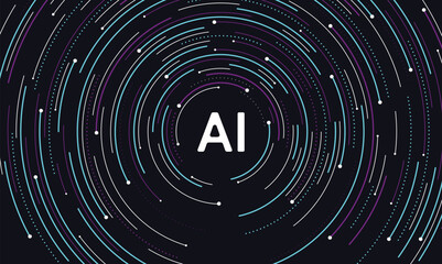 Artificial intelligence circuit line style. Machine learning design. Smart network digital technology. AI. Vector illustration