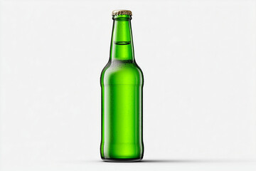 Green bottle of beer isolated on transparent background