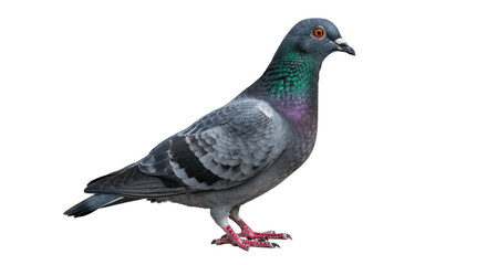 Obraz premium Grey Pigeon Side Profile Isolated on White Background – Urban Wildlife Bird