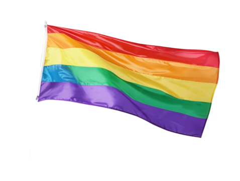 pride month concept, Rainbow flag waving in vibrant colors. isolated on white background
