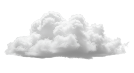 Fluffy White Cloud Isolated on White Background – Weather and Cloud Computing Concept