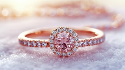 Rose gold ring with pink diamond