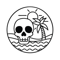 skull with summer beach theme