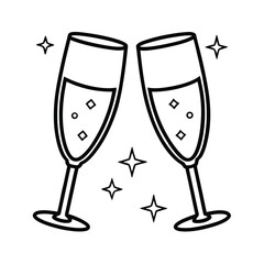 two glasses of champagne vector illustration