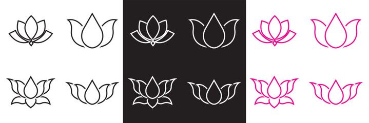 Lotus icon. Vector for websites, mobile interfaces, presentations, banner, visual branding etc. Vector illustration. isolated on white and black background. EPS 10
