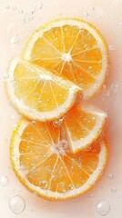 Fresh orange slices in sparkling water.
