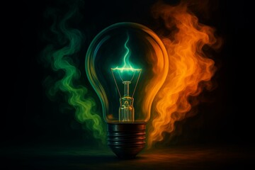 light bulb on black background