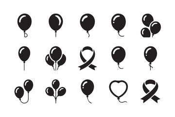 Collection of balloon and ribbon icons for various purposes © Chy Creator