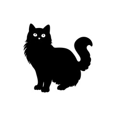 Ragdoll Cat Silhouette  Isolated on Transparent Background