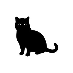 British Shorthair Cat Silhouette  Isolated on Transparent Background