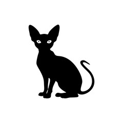 Sphynx Cat Silhouette  Isolated on Transparent Background