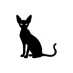 Oriental Shorthair Cat Silhouette  Isolated on Transparent Background