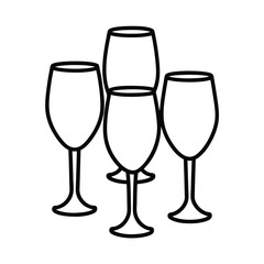 champagne glasses on white background