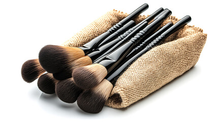 Set of makeup brushes for beauty and cosmetic use on white background