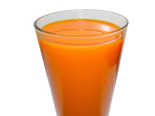 Carrot juice in a glass isolated on white